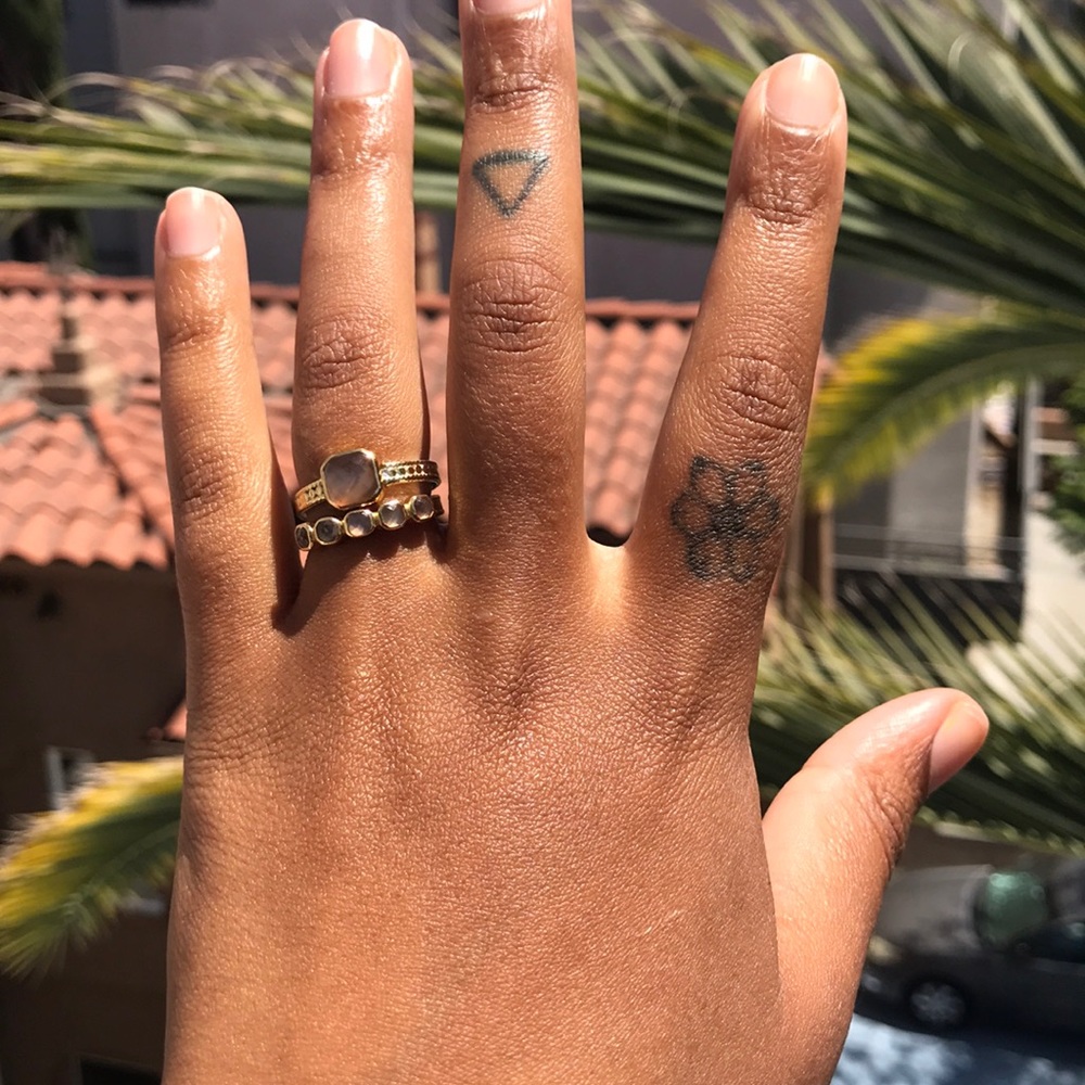 Anna Beck Peach Quartz ring set